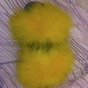 Handmade fluffy slides